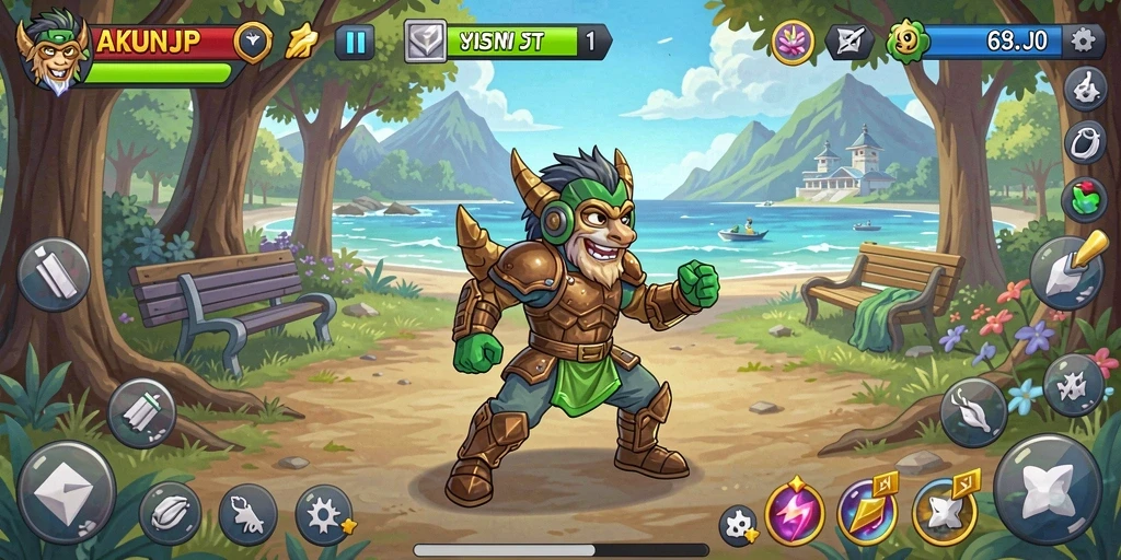 Tampilan gameplay menarik AKUNJP dengan grafis ceria.