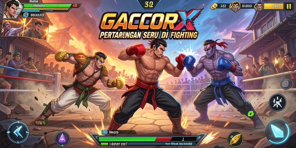 Screenshot gameplay GACORX menampilkan pertarungan aksi yang mendebarkan.
