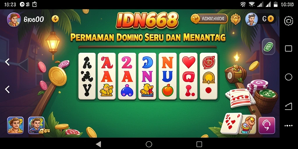Tampilan gameplay yang menarik dalam IDN668 dengan dominasi kartu Domino.