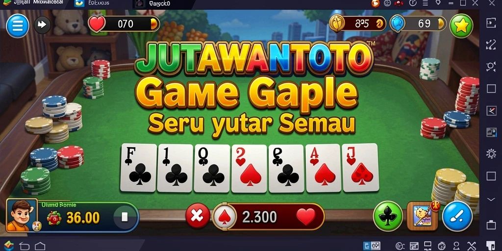 Screenshot gameplay JUTAWANTOTO menampilkan pemain yang sedang bermain Gaple.