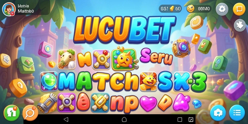 Tampilan gameplay LUCUBET yang seru dalam permainan Match-3.