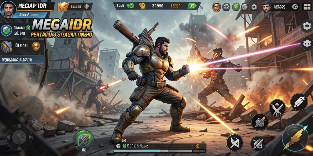 Gameplay MEGAIDR yang penuh aksi dan tantangan.
