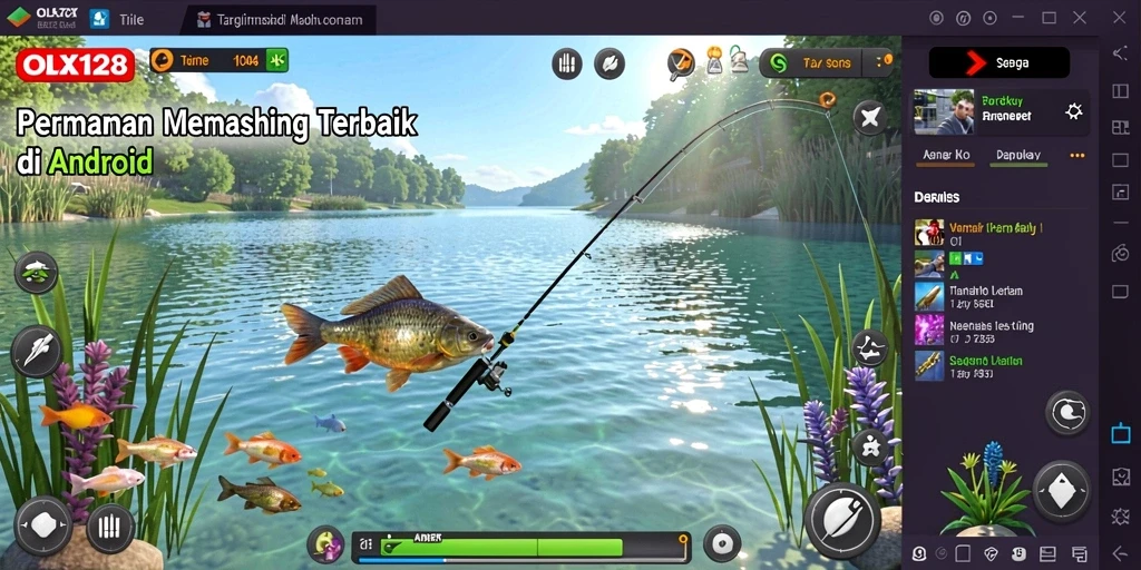 Tampilan menawan dari gameplay OLX128 saat memancing.