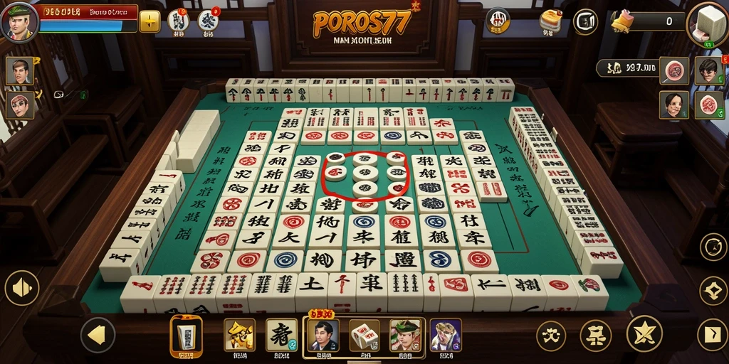 Screenshot utama POROS77 menampilkan gameplay Mahjong yang seru dan menarik.