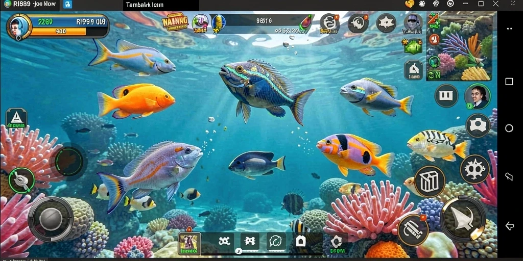 Screenshot gameplay RI889 dengan aksi tembak ikan yang seru.