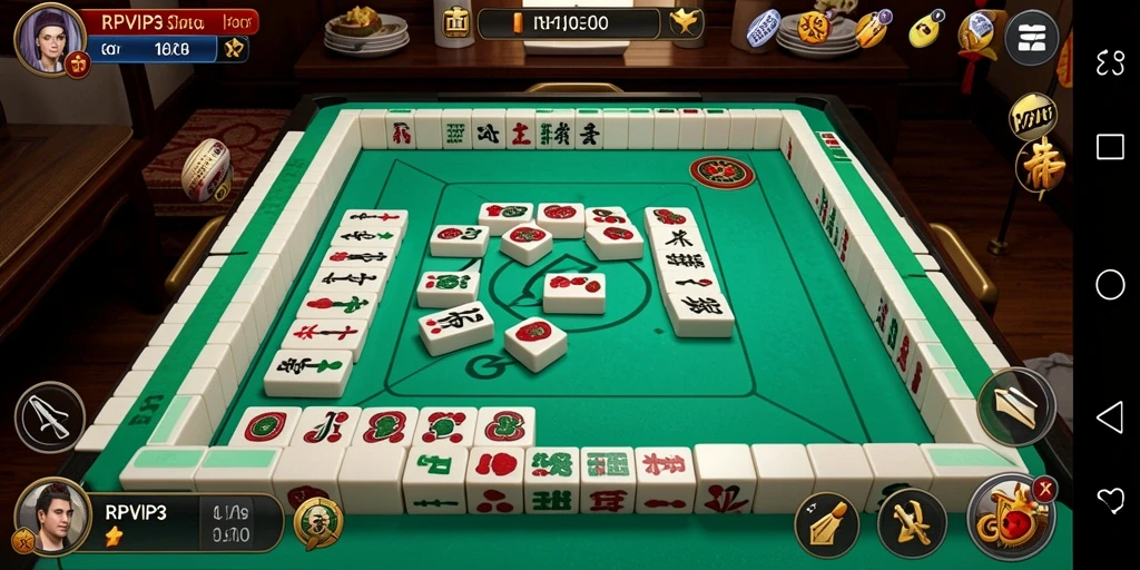 Screenshot RPVIP3 menampilkan gameplay Mahjong yang menarik dan menantang.