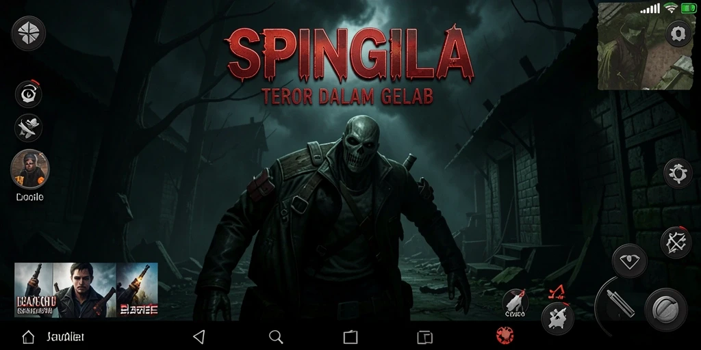 Gameplay SPINGILA menampilkan suasana mencekam dan makhluk menyeramkan.