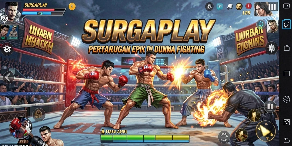 Tampilan gameplay SURGAPLAY dengan aksi Fighting yang menggugah semangat.