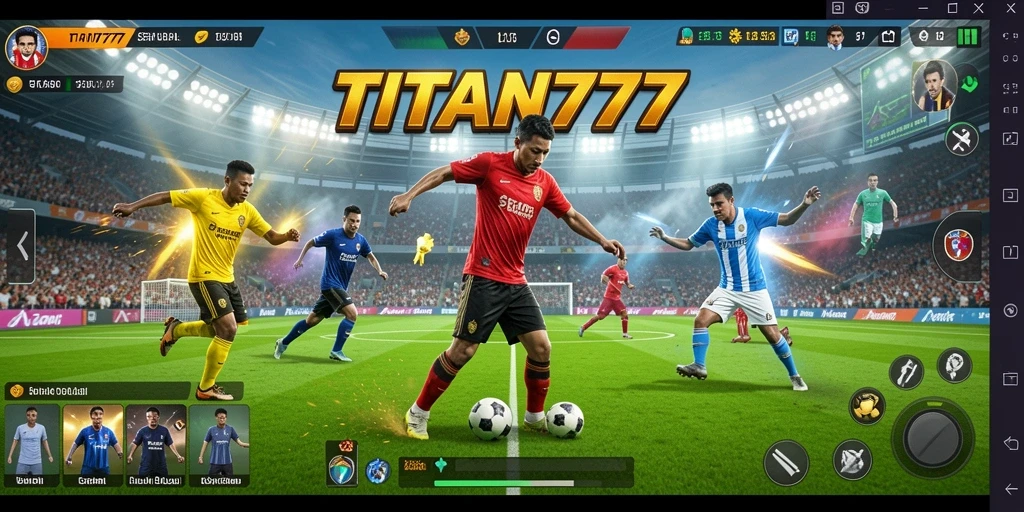 Tampilan gameplay seru dalam game sepak bola TITAN777.