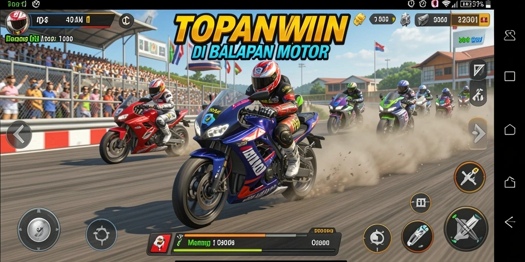 Gameplay balapan motor yang mendebarkan dan menantang.
