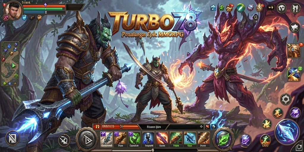 Tampilan gameplay menakjubkan dari TURBO78 yang penuh aksi MMORPG.