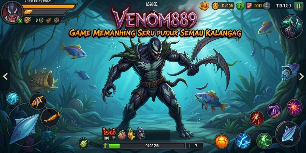 Screenshot dari gameplay <strong>VENOM889</strong> yang menampilkan suasana memancing yang intens.