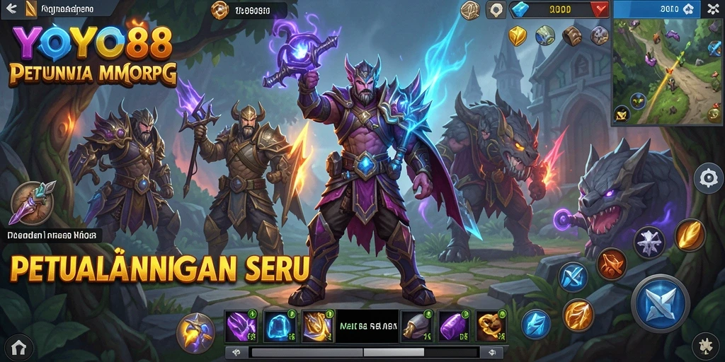 Screenshot utama YOYO88 menunjukkan aksi pertempuran MMORPG yang seru.